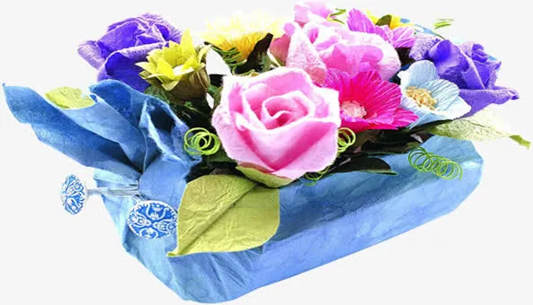 彩色花朵花束母亲节鲜花免抠