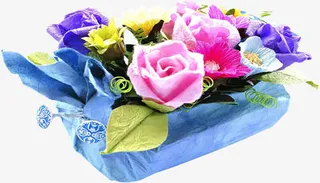 彩色花朵花束母亲节鲜花免抠