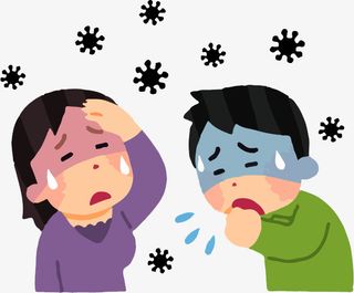 手绘卡通青年人生病咳嗽免抠免抠