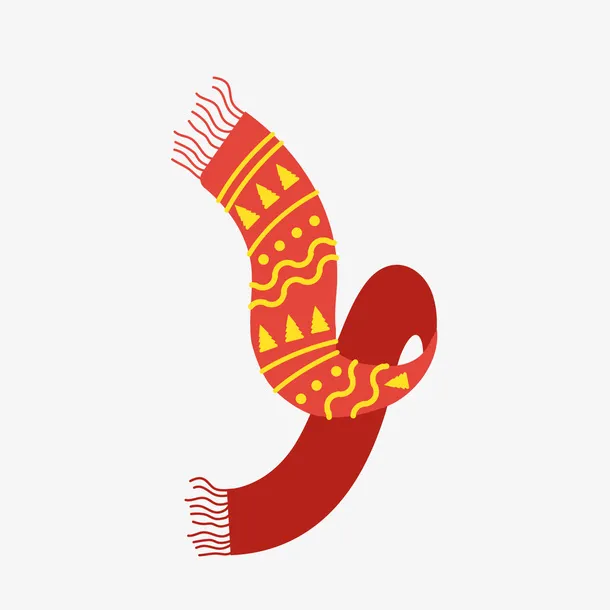 冬季红色围巾矢量图免抠