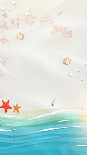 高清手绘沙滩海报效果免抠背景H5背景元素