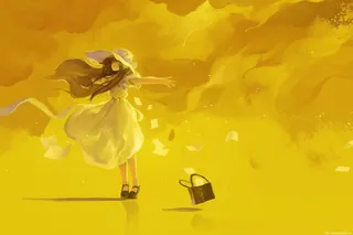 黄色柔弱的小女孩免抠