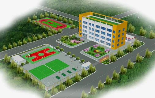 路中心的高大建筑物免抠