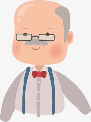 矢量图水彩老人头像免抠