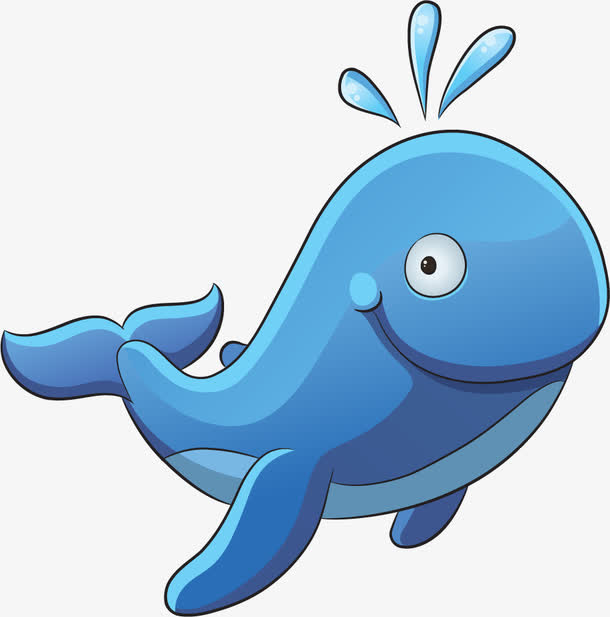 卡通手绘蓝色鲸鱼免抠