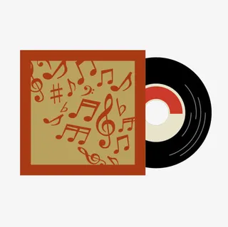 卡通黑胶唱片免抠