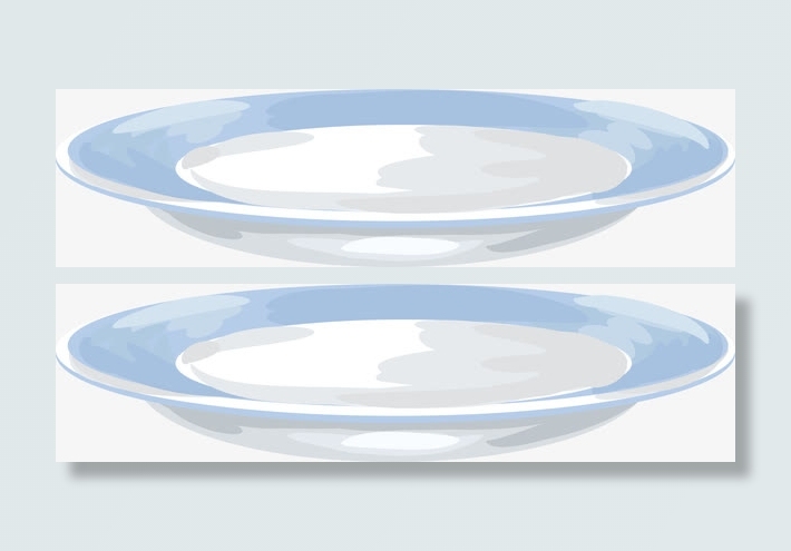 蓝色手绘盘子免抠