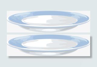 蓝色手绘盘子免抠