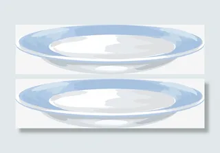 蓝色手绘盘子免抠