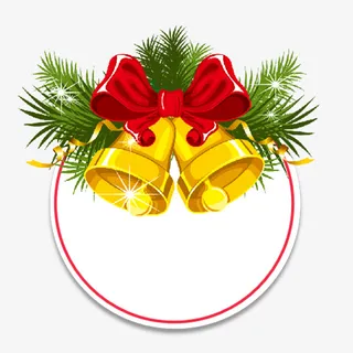圣诞铃铛圆形标签免抠