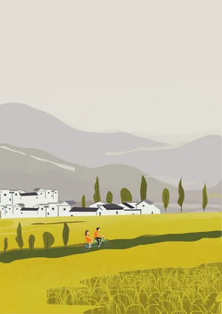 矢量手绘秋季田园广告高清