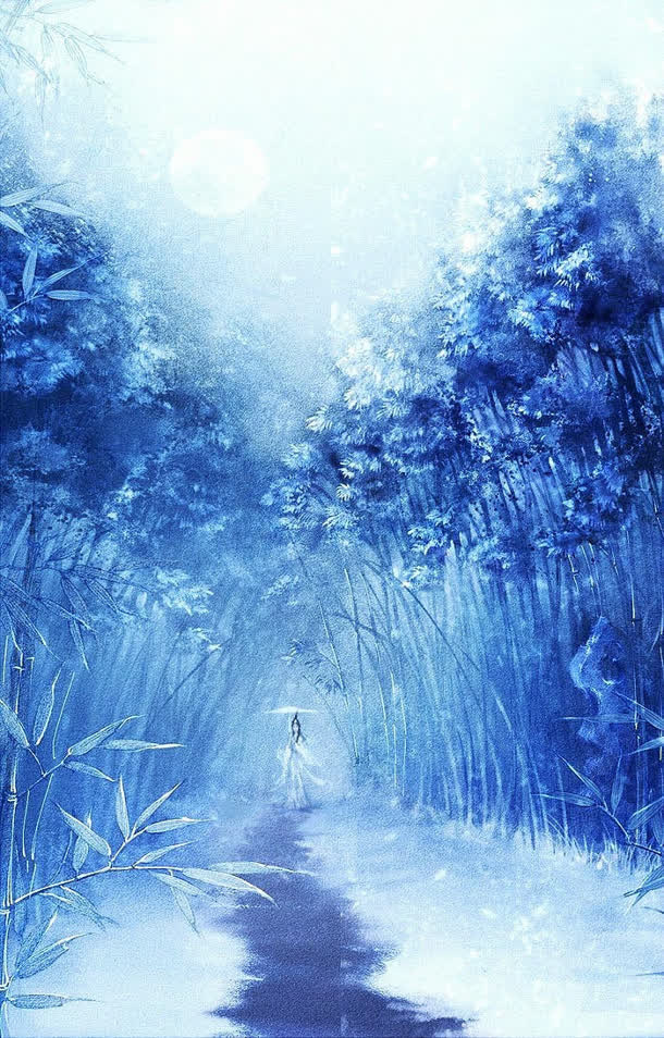 梦幻蓝色树林壁纸免抠