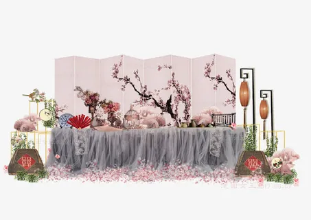 中国复古风精致屏风免抠