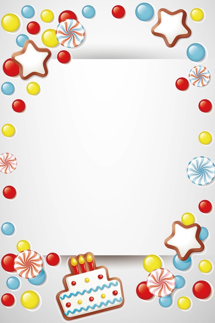 矢量卡通插画糖果蛋糕生日海报背景素材高清
