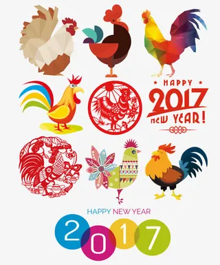 多款新年鸡年形象雄鸡免抠