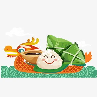 端午龙舟粽子PNG免抠