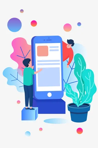 扁平化 插画 手机  金融 红包 人物免抠