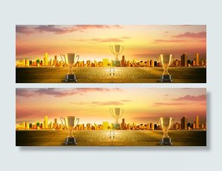炫酷金色奖杯海报背景banner