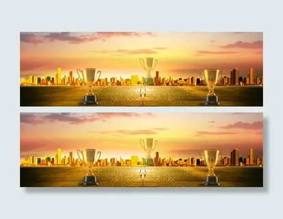 炫酷金色奖杯海报背景banner 炫酷金色奖杯海报背景banner