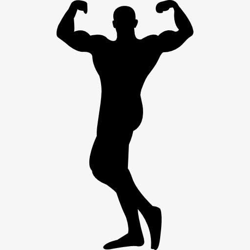 男性健美的肌肉轮廓图标免抠