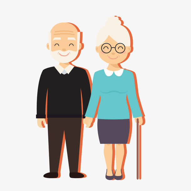 卡通爷爷奶奶矢量图免抠