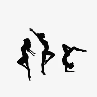 女子体操动作剪影素材免抠