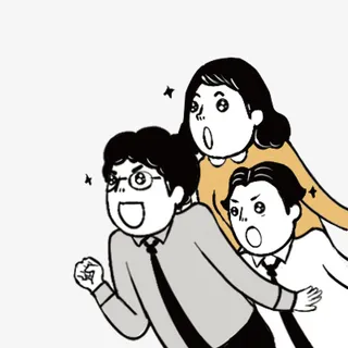 呐喊的三个人卡通手绘插图免抠