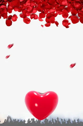 520情人节花瓣与爱心主题边框免抠