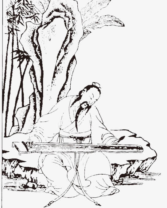 树下弹琴免抠