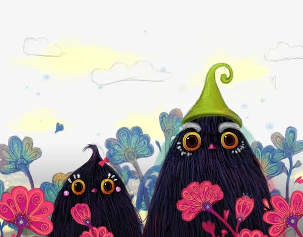 手绘卡通老鹰免抠