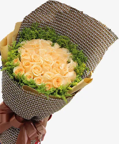 黄色玫瑰花束七夕情人节免抠
