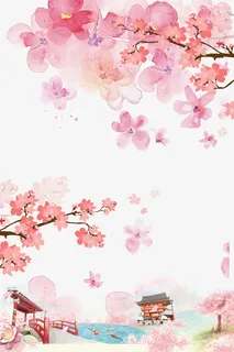 唯美春天醉美樱花节背景免抠手绘/卡通卡通元素 唯美春天醉美樱花节背景免抠手绘/卡通卡通元素