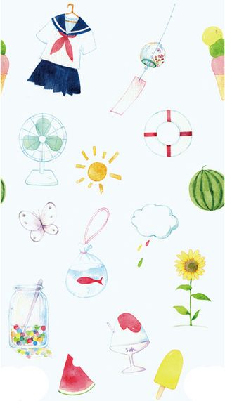 手绘彩色夏日平面广告高清