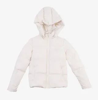 白色冬季保暖拉链羽绒服女实物免抠