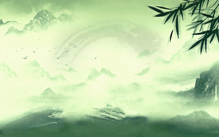 水墨中国风（绿）高清