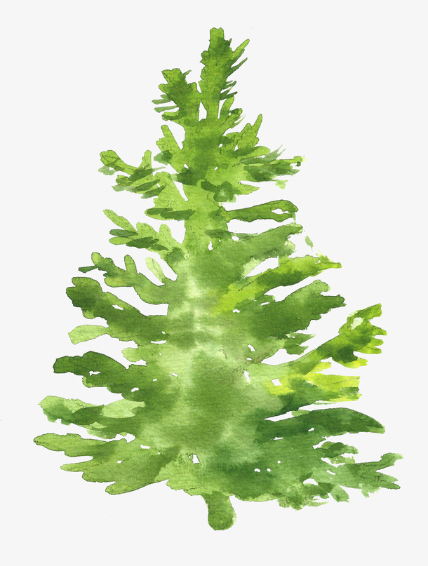 绿色水彩的植物免抠