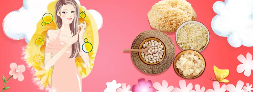 养生食物卡通红色海报banner背景高清