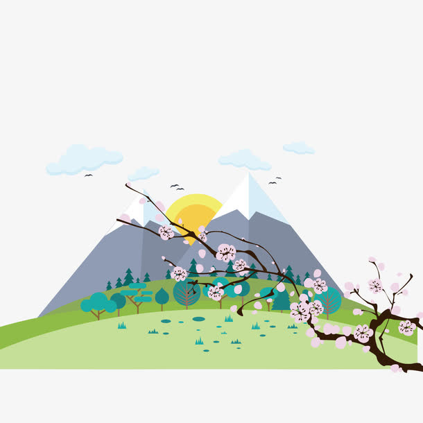 矢量山和花免抠