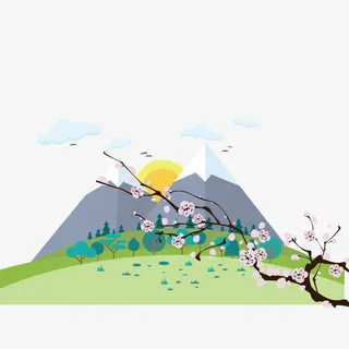 矢量山和花免抠