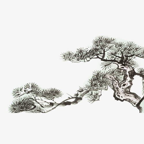 水墨松树免抠手绘/卡通手绘元素