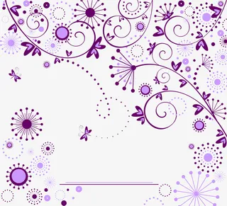 春天紫色花纹装饰免抠