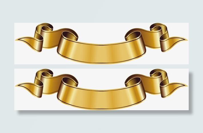 金色渐变丝带标题栏矢量素材免抠