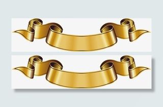 金色渐变丝带标题栏矢量素材免抠
