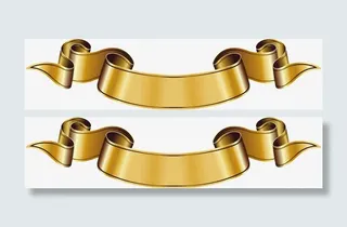 金色渐变丝带标题栏矢量素材免抠
