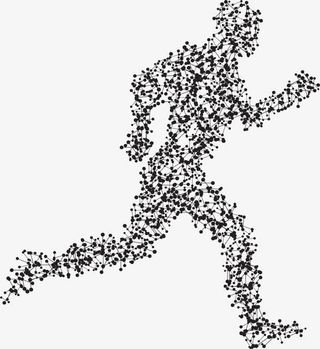 颗粒拼图奔跑的人免抠