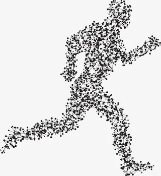 颗粒拼图奔跑的人免抠