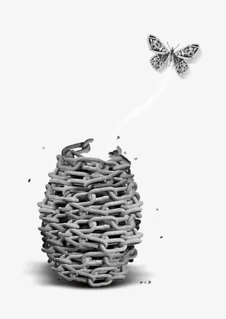 破茧成蝶海报免抠