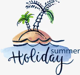 手绘夏日海岛游免抠