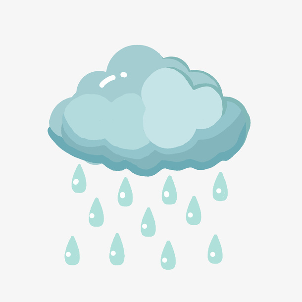 手绘云朵雨水插画免抠