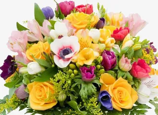 大捧多种花朵手插花免抠